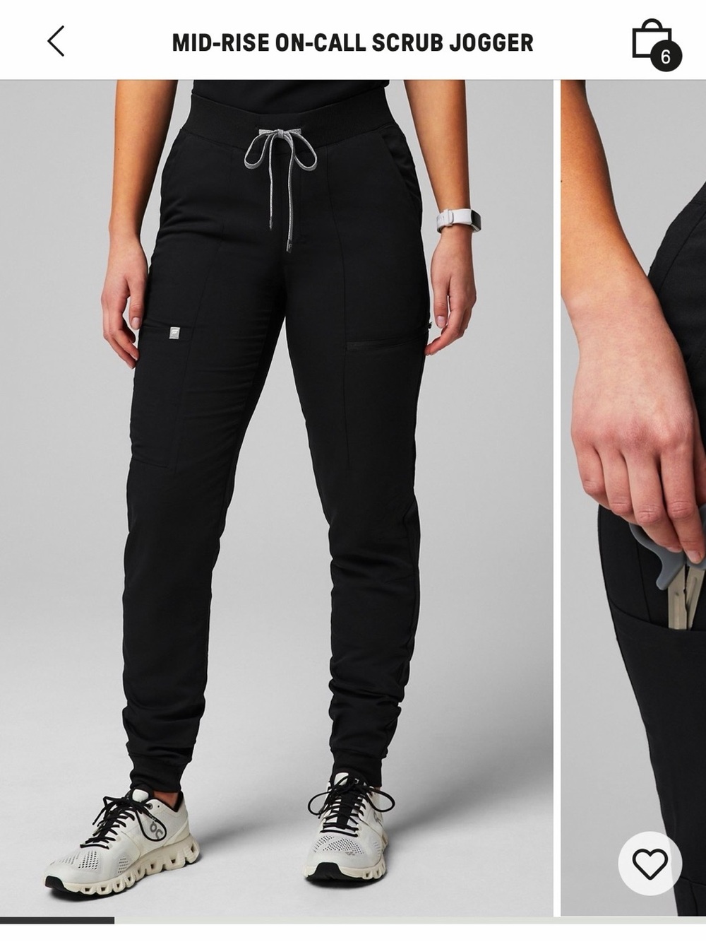 Fabletics Black Mid-Rise Jogger Pants with Drawstring